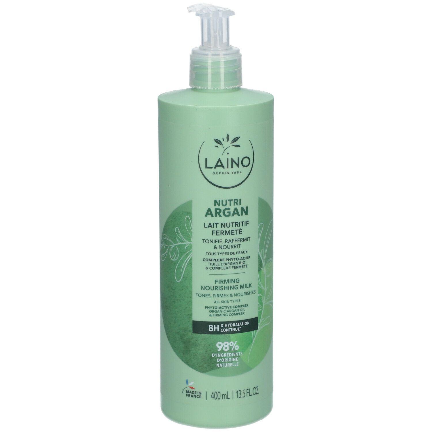 LAINO LAIT NUTRITIF FERMETE
Ce lait hydrate durablement la peau pendant 8 h et lui redonne tonus et fermeté.Le complexe phyto-actif d huile d argan BIO retend les contours de la peau dès 4 semaines améliore sa texture et son toucher et prévient le vieillessement cutané.